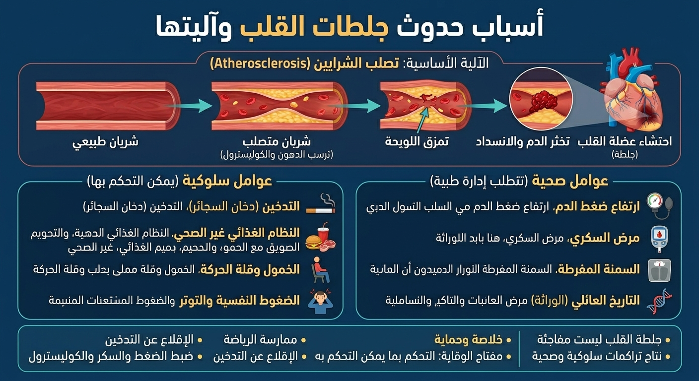 كيف تحدث نوبة القلب؟ دليل شامل لأسباب جلطات القلب