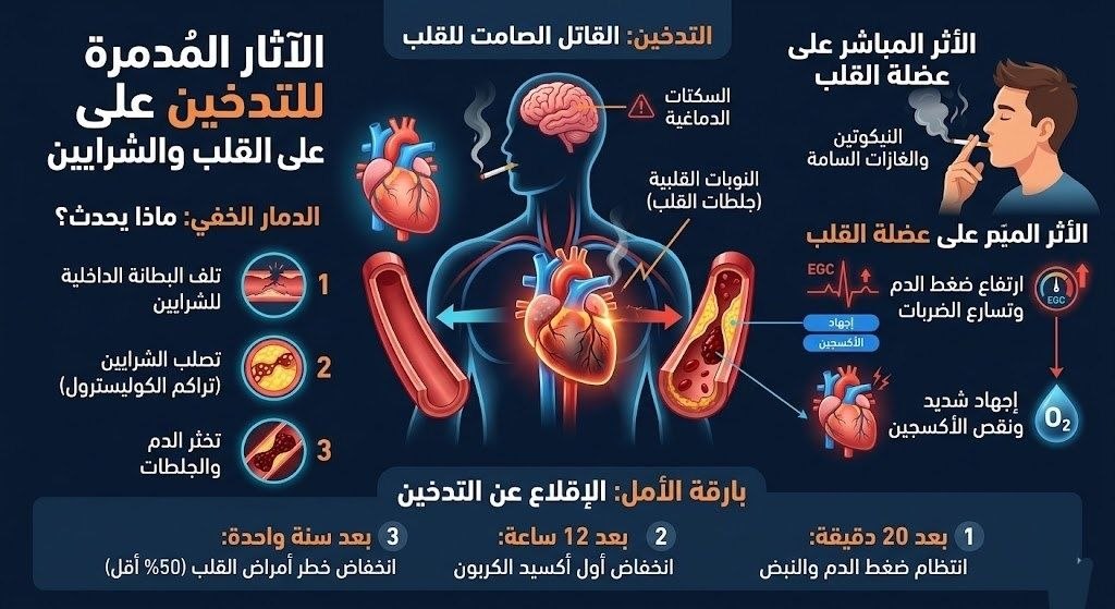 أثر التدخين على صحة القلب و الشرايين